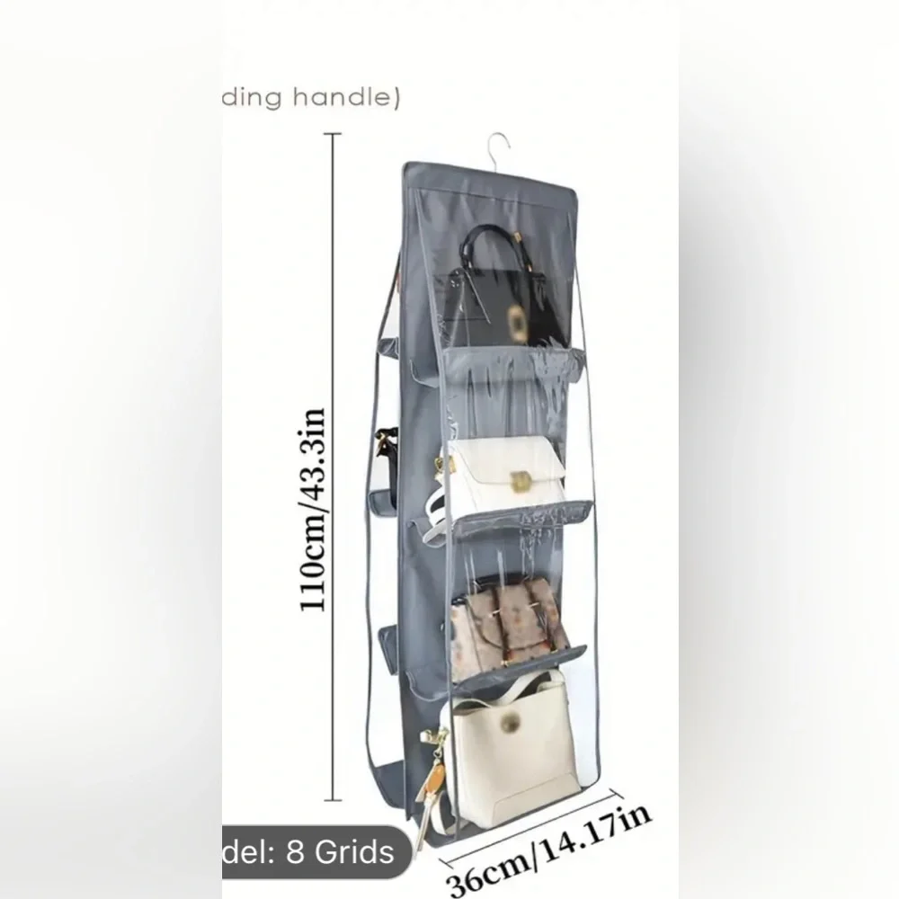 Hanging Handbag Organizer - Black or Gray